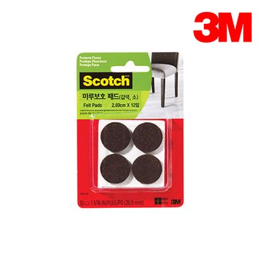 3M 스카치브라이트 긁힘방지, 소음방지용 마루보호패드 (갈색,소) 12입 (2.69CMX2.69CM) / (흰색,소) 12입 (2.85CMX2.85CM)