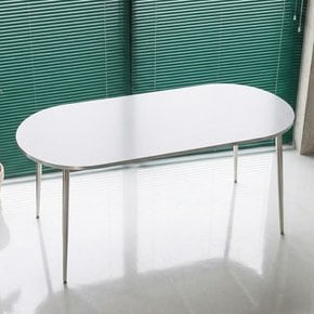 어반 실버 타원 테이블 식탁 인테리어 화이트테이블 카페 식당 3size