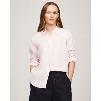 이스퀘어 5439170 Tommy Hilfiger Linen Relaxed Shirt LS - Whimsy Pink