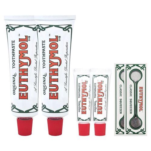 [ EUTHYMOL ] 유시몰 오리지널 핑크 치약 대용량 120g 2개+20g 2개+스퀴저 2개(1)