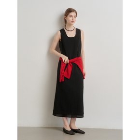 WRINKLE LAYERED DRESS (moat black)