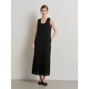 WRINKLE LAYERED DRESS (moat black)
