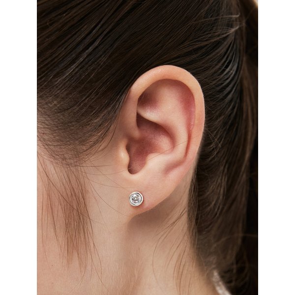 [~3/18 손거울 증정] [sv925] solo bezel round studs earring