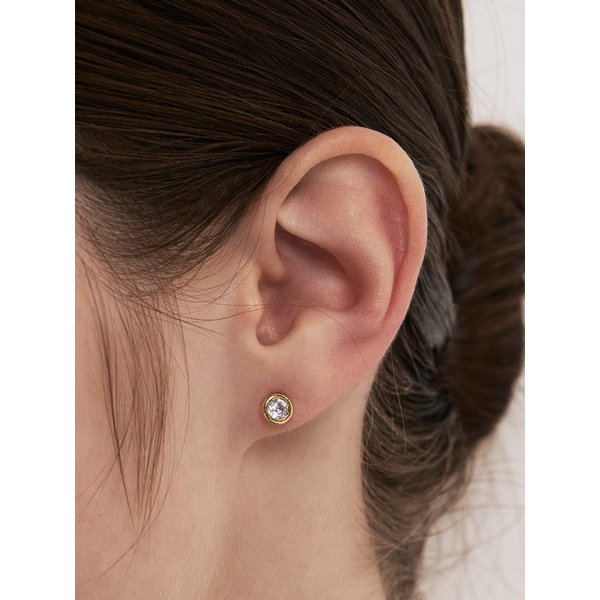 [~3/18 손거울 증정] [sv925] solo bezel round studs earring