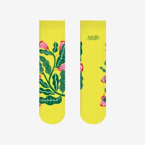 양말 Green plant on yellow, 아가트 싱어