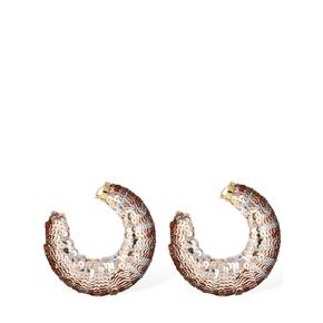 여성 Croissant Sequined Big Hoop Earrings 브론즈 77IZKV002 4443964