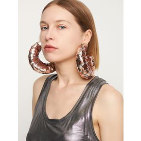 여성 Croissant Sequined Big Hoop Earrings 브론즈 77IZKV002 4443964