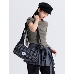 RIBBON CRESCENT CROSS BAG BLACK CHECK