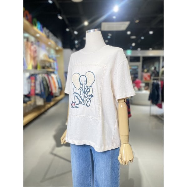 [여주점] 코끼리 자수 크로셰 티셔츠 (BATSA7631)