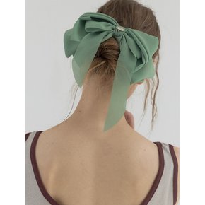 Muse Chiffon Ribbon Bow Hair Pin_Green