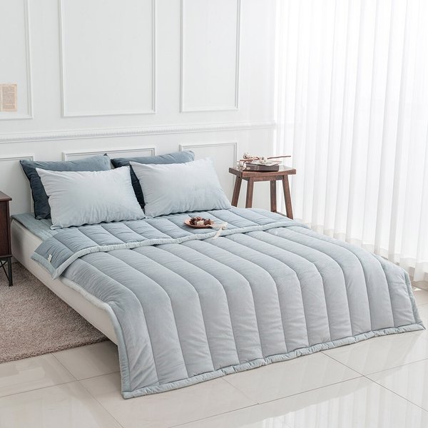 더블리 에땅 양면 극세사 차렵이불 Q 베개세트