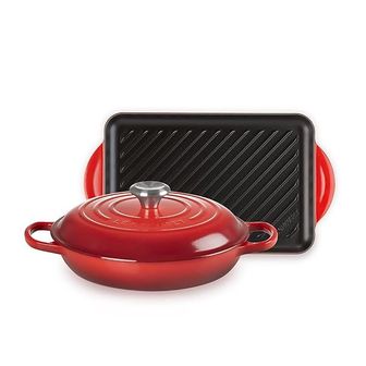  독일 르크루제 냄비 Le Creuset 2piece Cast Iron Signature Gourmet Professional Pot 26 cm wi