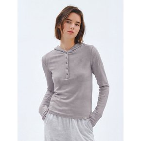 앙고라 립 스트라이프 버튼 후디 FMST24AF_멜란지그레이