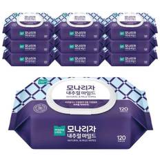 모나리자 저자극 물티슈 캡형 120매 10개 7단계 정제수 내추럴 마일드