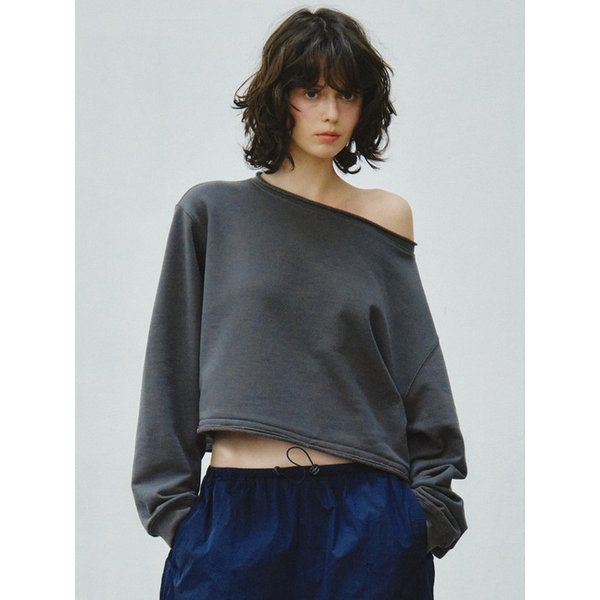 Raw Cut Cropped Sweatshirt_CTT3001(Charcoal)