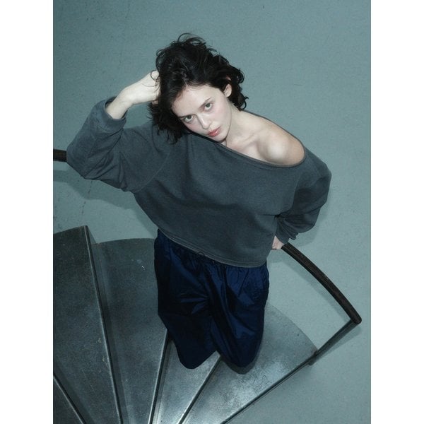 Raw Cut Cropped Sweatshirt_CTT3001(Charcoal)
