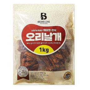 애견용품 빈즈라이크 강아지 육포 사시미 간식 오리날개 1kg