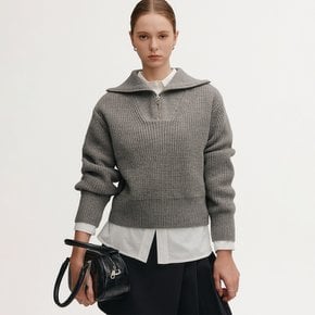 로안 울 집업 니트_멜란지 그레이 / LOAN WOOL ZIP UP KNIT_MELANGE GREY