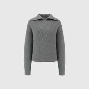 로안 울 집업 니트_멜란지 그레이 / LOAN WOOL ZIP UP KNIT_MELANGE GREY