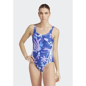 5180379 Adidas FLORAL 3STRIPES - Swimsuit semi lucid blue white