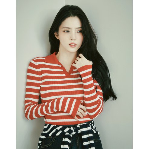 지오다노 NEW 한소희 여자 립 골지 오픈카라넥 슬림핏 니트 스웨터 12GG 355515