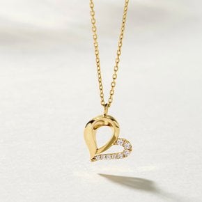 14K 코라 하트 큐빅 목걸이