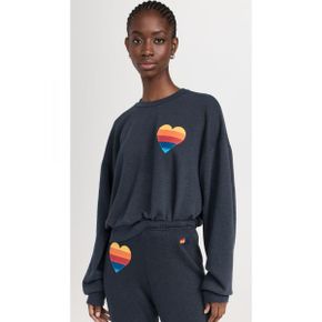 4969136 Aviator Nation Rainbow Heart Stitch Relaxed Crew Sweatshirt