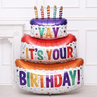  초대형 생일 케이크풍선 해피버스데이 1.2M 홈파티 장식