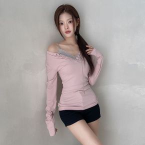자체제작 스냅 브이넥 롱슬리브 긴팔티셔츠 mt 5101c_P437792275