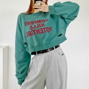 포텐워싱쭈리 빈티지크롭박스 맨투맨 긴팔티셔츠 데일리 빅사이즈 레터링 면캐주얼_P437820496