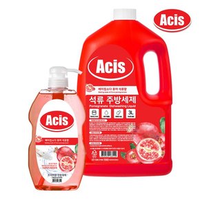 베이킹소다 석류 주방세제 용기 780ml x1개+3L x1개 1종주방세제 설거지 야채과일세척 주방용