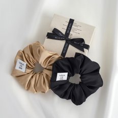 High density 100% silk scrunchie (2colors) 실크 스크런치