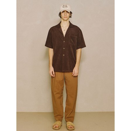 파도서울 2-Tuck Loosefit Bandding Pants Brown Stripe