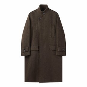 Brown Wool Band Collar Coat_CWCAW24605BRX