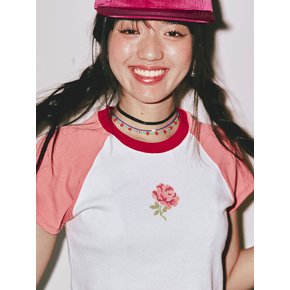 Flower Raglan Tee [Pink Rose]