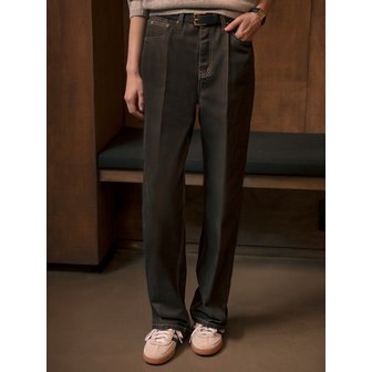 틸아이다이 Lucid stitch point straight denim pants_Brown