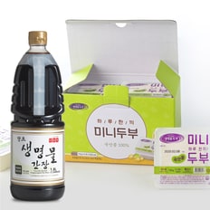  [신앙촌] 국산콩 미니두부 6개입 + 양조생명물간장 1.8L 1병