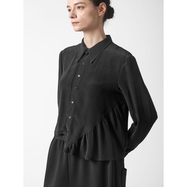 Side Ruffle Detail Fitted Blouse