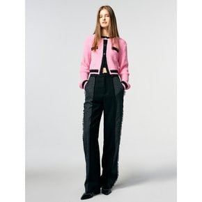 Color Block Fringe Pants, Black