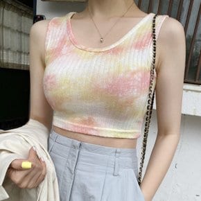 파스텔 물나염 민소매 나시 크롭티셔츠(tee950)