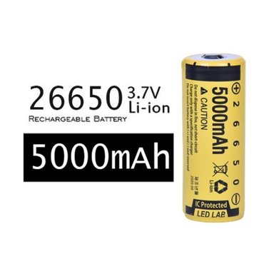 LEDLAB 26650 충전지 5000mAh 고출력 고방전 대용량 보호회로형 랜턴 손전등 후레쉬 배터리