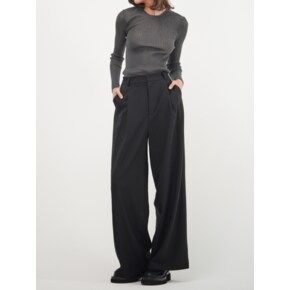 Pintuck Wide Fit Slacks_Black