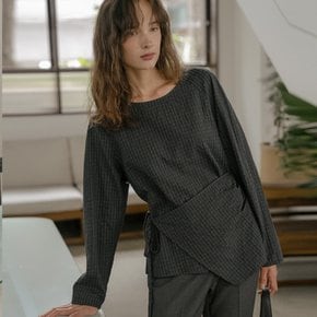 Wrap check blouse [TIFA06BL05]_Charcoal