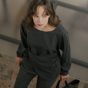 Wrap check blouse [TIFA06BL05]_Charcoal