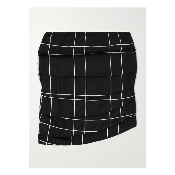 페이스풀 넷 서스테인 플리츠 셔링 체크  리넨 탑 블랙 1647597333394939