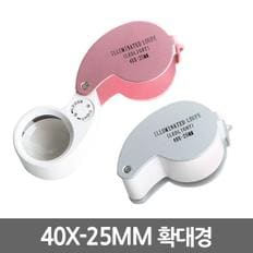 40X-25MM 확대경 / 돋보기 루페 현미경 LED 휴대용 LOUPE 확대경 실버용품 작업용 독서용 곤충 관찰용 과학 실험도구 준비물 고배율 접이식