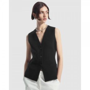 4819719 COS Longline Knitted Wool Waistcoat - Black Dark