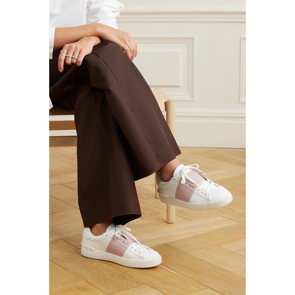 Open Two-tone Leather Sneakers 파스텔 핑크