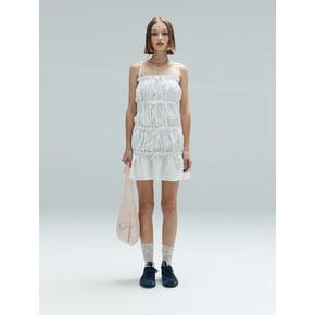 BEBE RUFFLE DRESS - WHITE