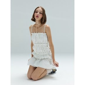 BEBE RUFFLE DRESS - WHITE